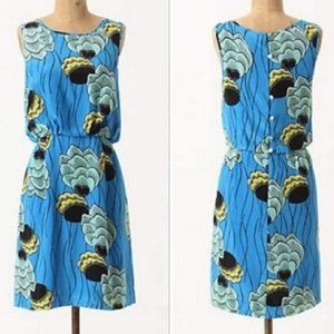 Anthro Sariah Palma blue silk dress